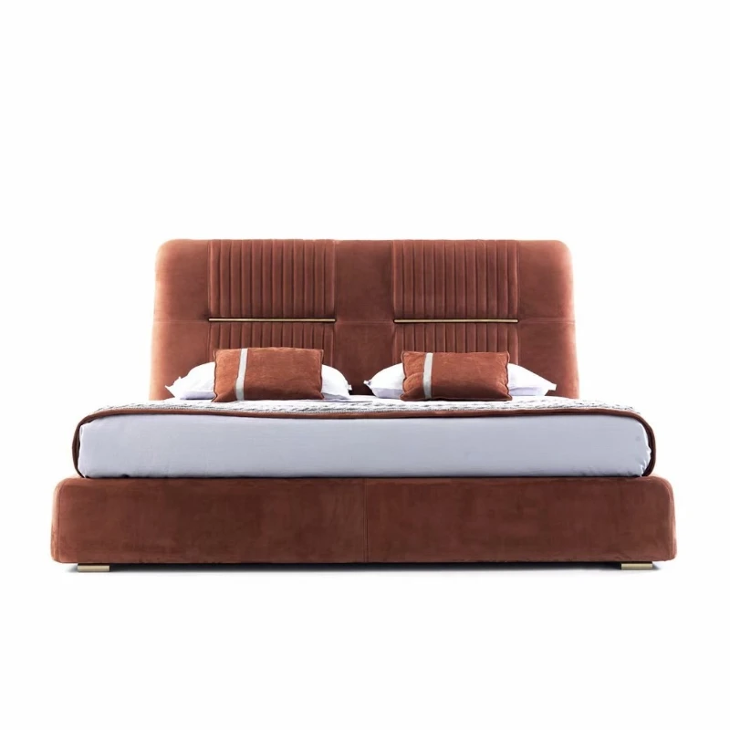 

Modern light luxury fabric double bed, model room hotel villa bedroom bed
