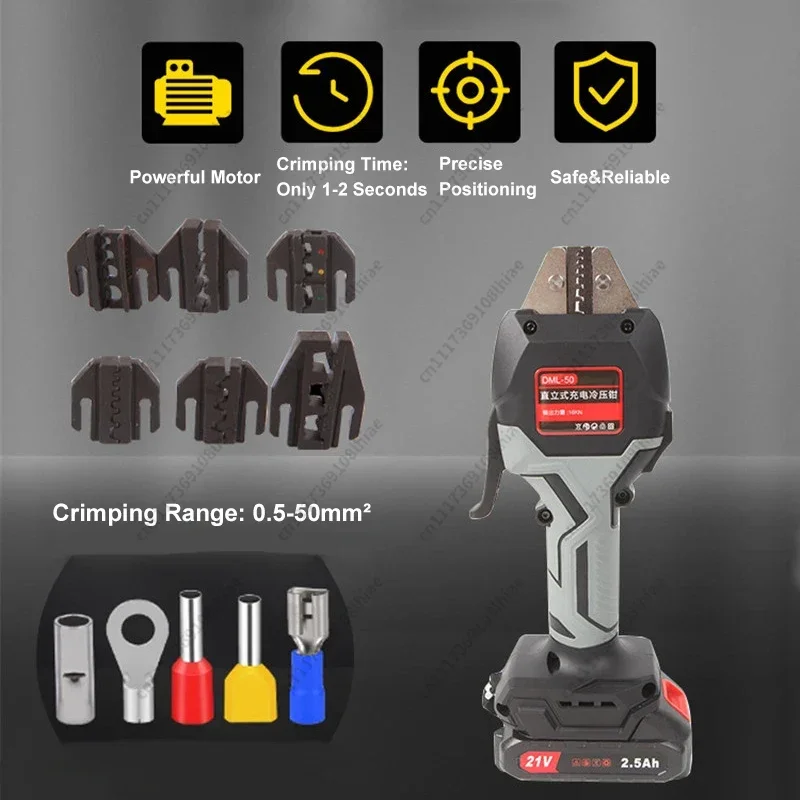 DML-50 Electric Hydraulic Pliers Cordless Hand Held Hydraulic Wire Crimper with Molds Terminal Crimping Tool