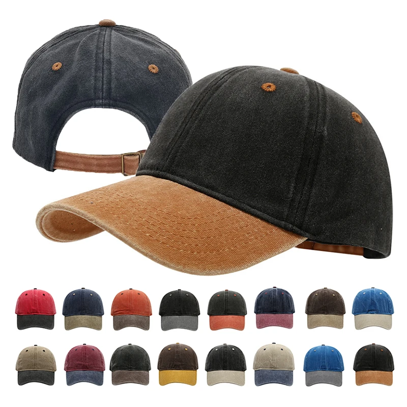 

Vintage Washed Baseball Cap for Men Women Color-matched Sun Caps Casual Snapback Hip Hop Hat Spring Summer Curved Brim Soft Hats