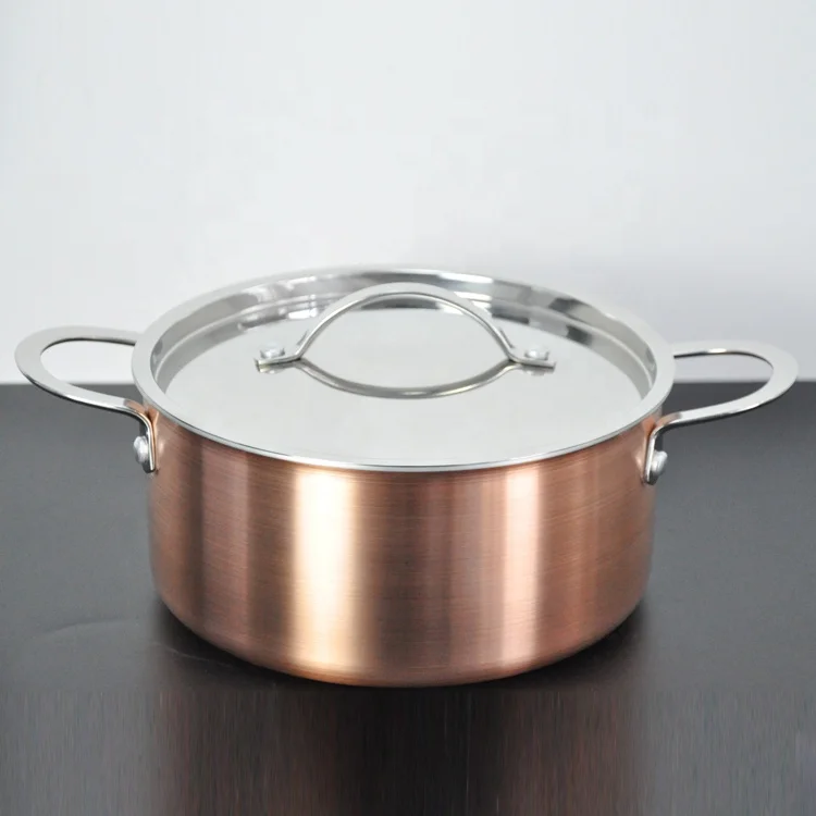 7Pcs 3Ply copper cookware set pot and pan set for home kitchen cooking