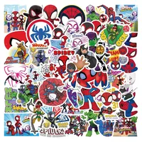 50Pcs Cartoon Marvel SpiderMan and His Amazing Friends Stickers Laptop Skateboard Guitar Luggage Waterproof Sticker Toys