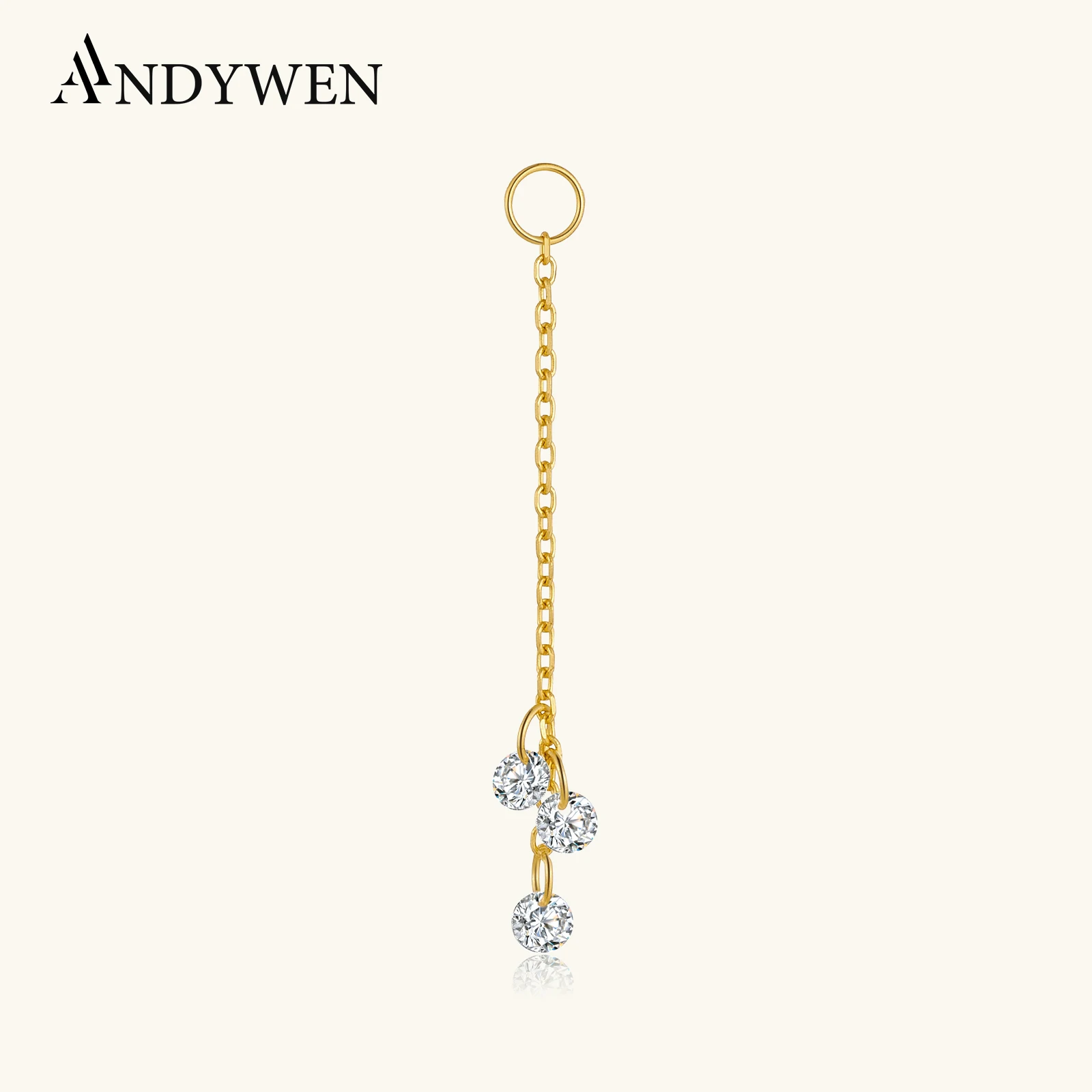 

ANDYWEN 925 Sterling Silver Minimalist Drop Earrings Pendant with Three Sparkling Zircon CZ, Fashion Daily Luxury Chic Gift