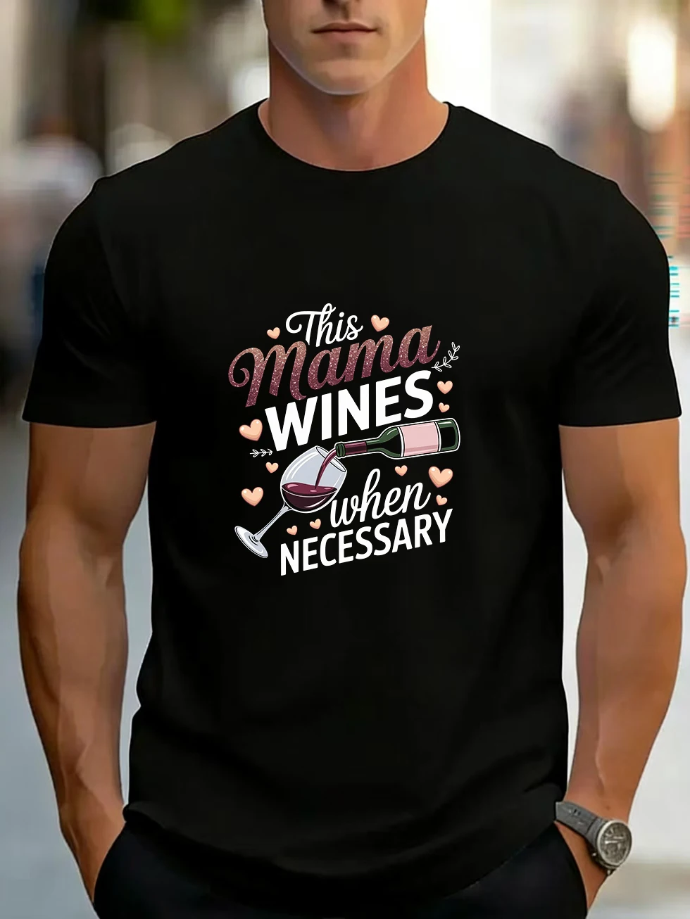 Camiseta de Manga Corta para Hombre con Diseño de Calavera, Cigarro, Letra Moderna, Fondo de Copa de Vino Tinto, Decoración de Árbol de Corazones, Estilo Unisex para Parejas, Algodón Puro