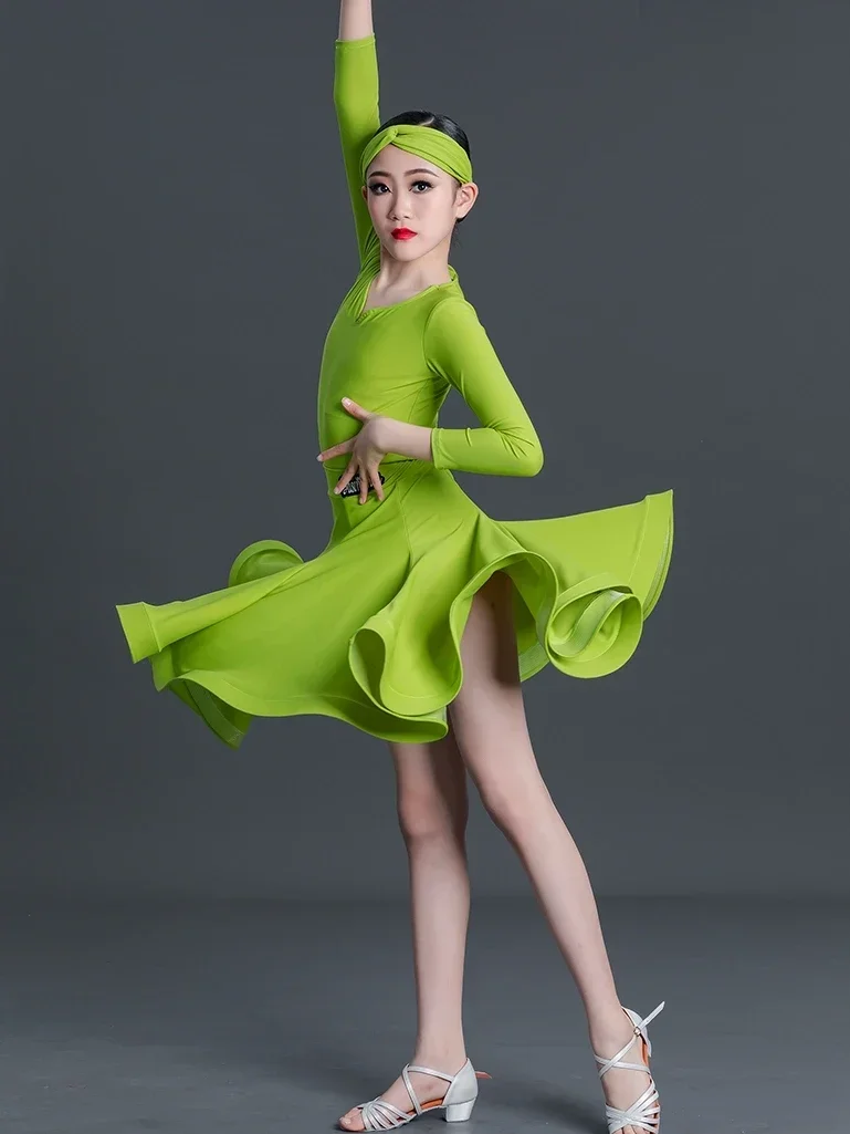 Abbigliamento da ballo latino per ragazze Costumi da tango moderni Abbigliamento per spettacoli teatrali Tango Salsa Costume da ballo per bambini Abiti