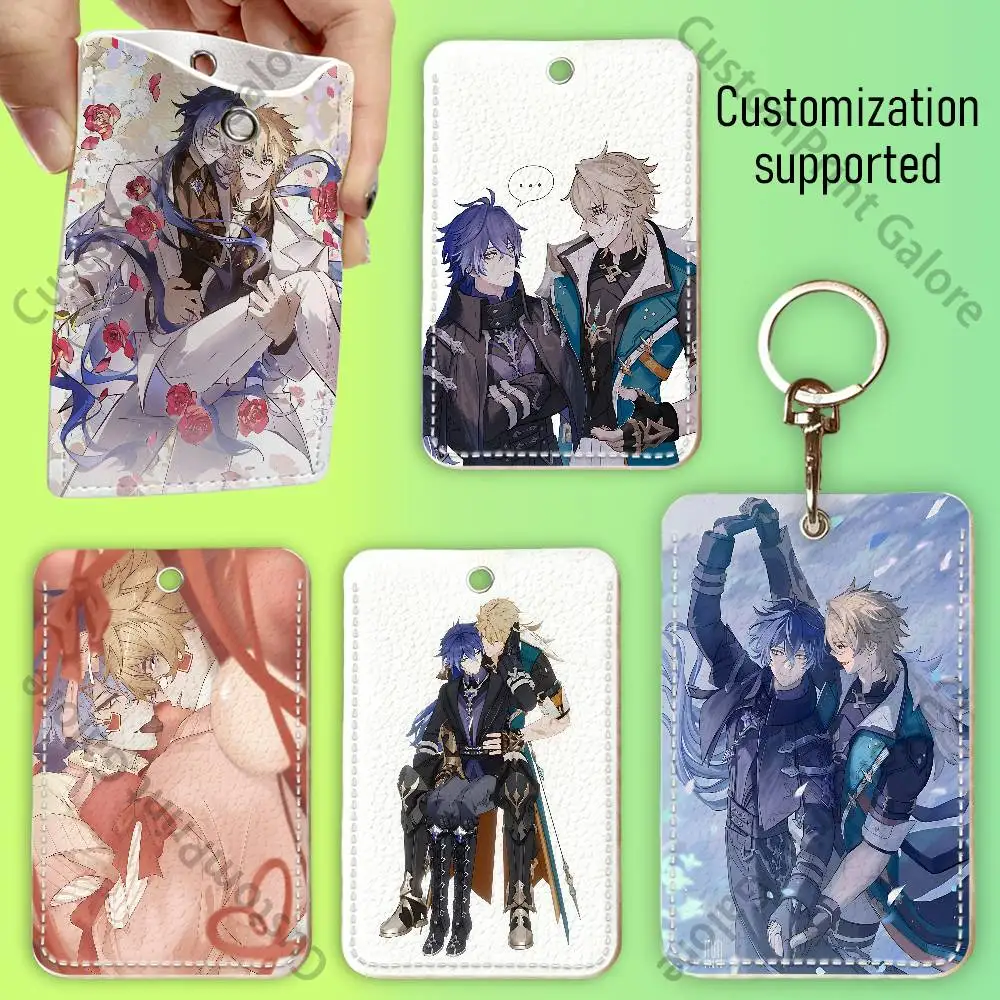 

Varka Varflins Flins Printed PU Leather Card Holder with Keychain Card Case Portable ID Badge Holder for Daily Use