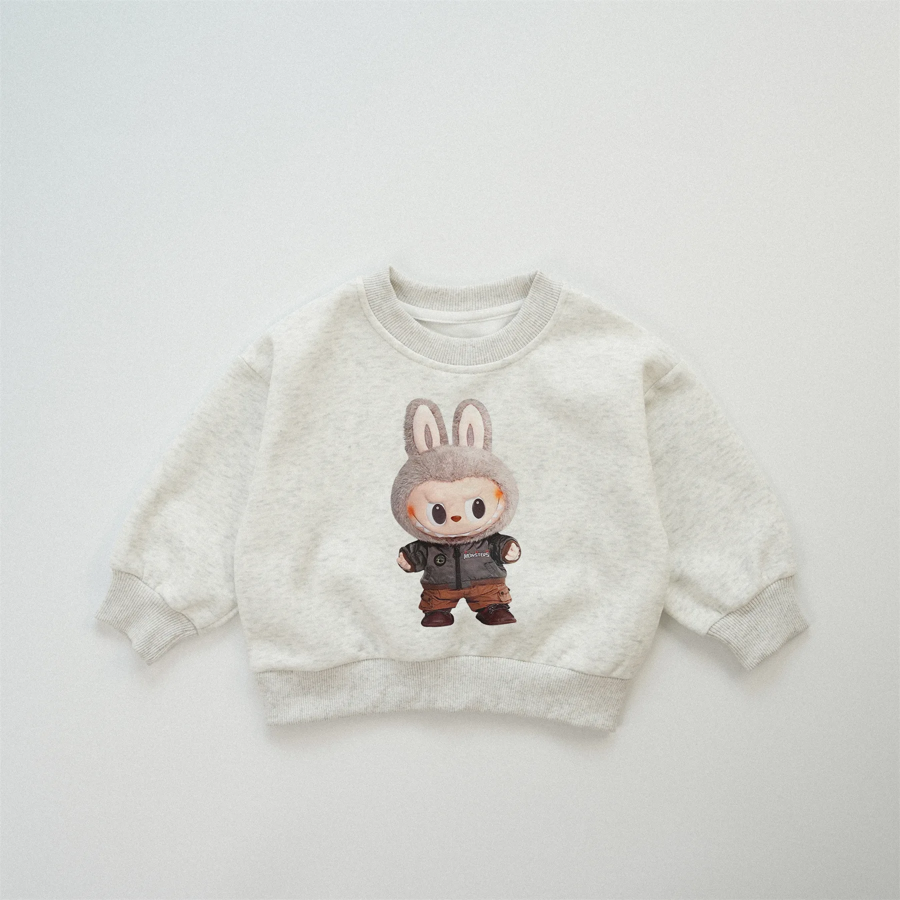 2025 Autumn New Children Long Sleeve Cartoon Sweatshirt Cute Print Boys Girls Casual Pullover Baby Cotton Tops Kids Clothes