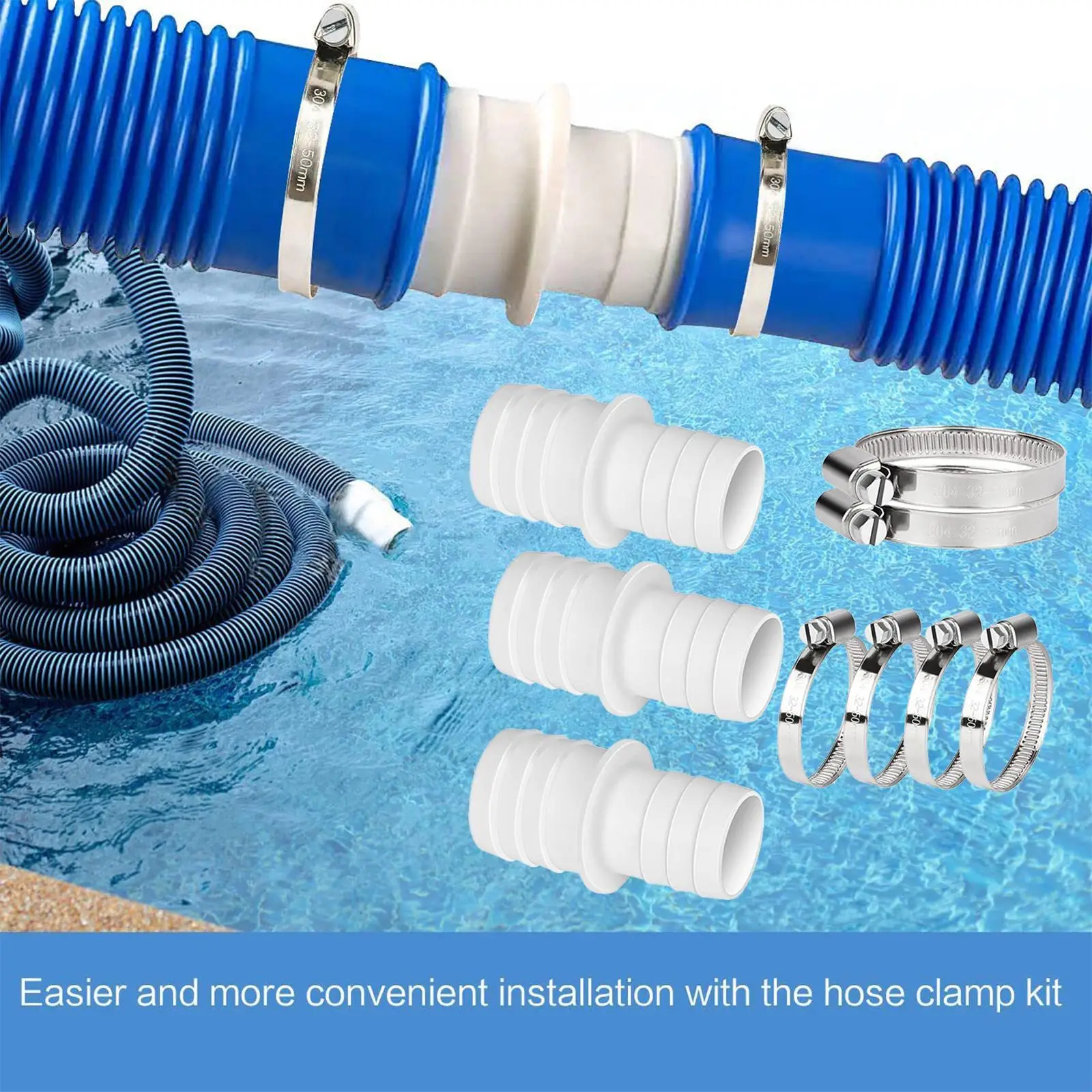 

Pool Hose Adapter Connector for Hose 32mm Diameter Hose Accessory Made of Stainless Steel Swimming pool accessories