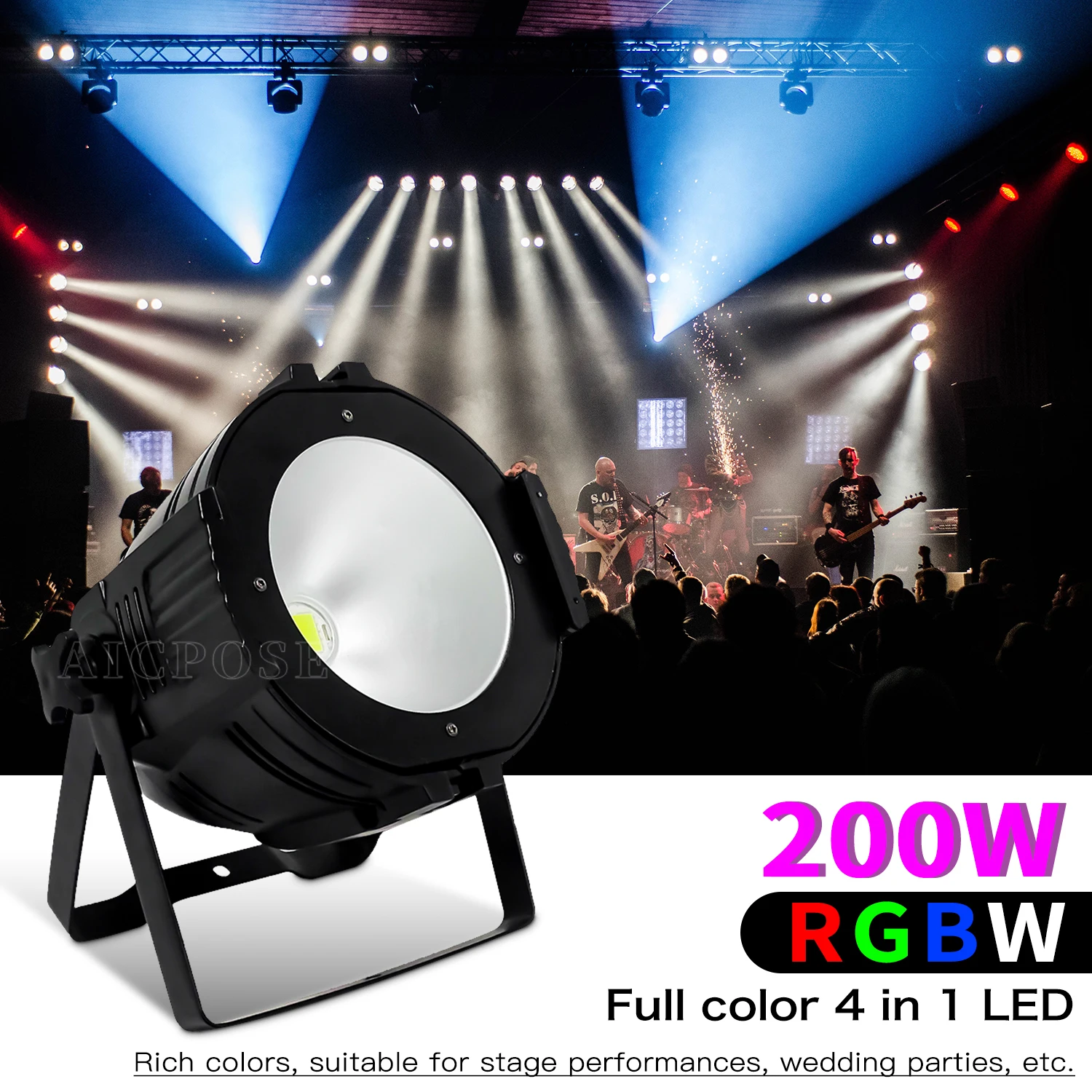 4-10pcs LED 200W COB Stage Light RGBW 4-in-1 LED Par Light Lighting Effect DJ Disco Event Performance Film Lighting