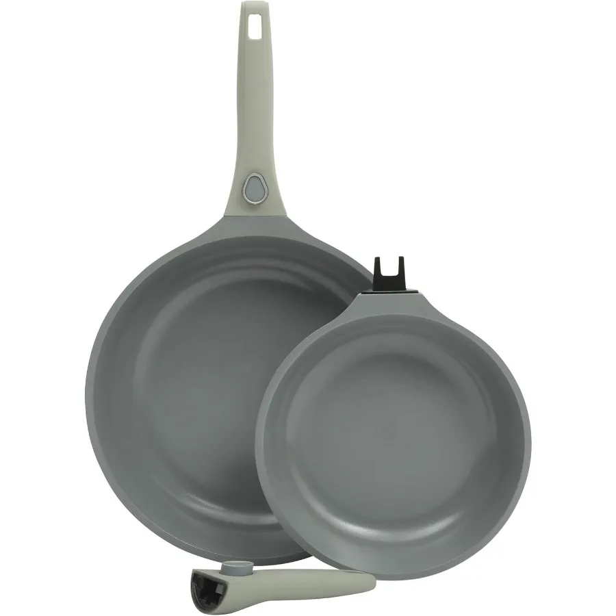 

Kitchen Essentials Craft Studio Литая алюминиевая съемная ручка 8 и 10-дюймовая сковорода Набор сковородок с керамикой без PFA Non Sti