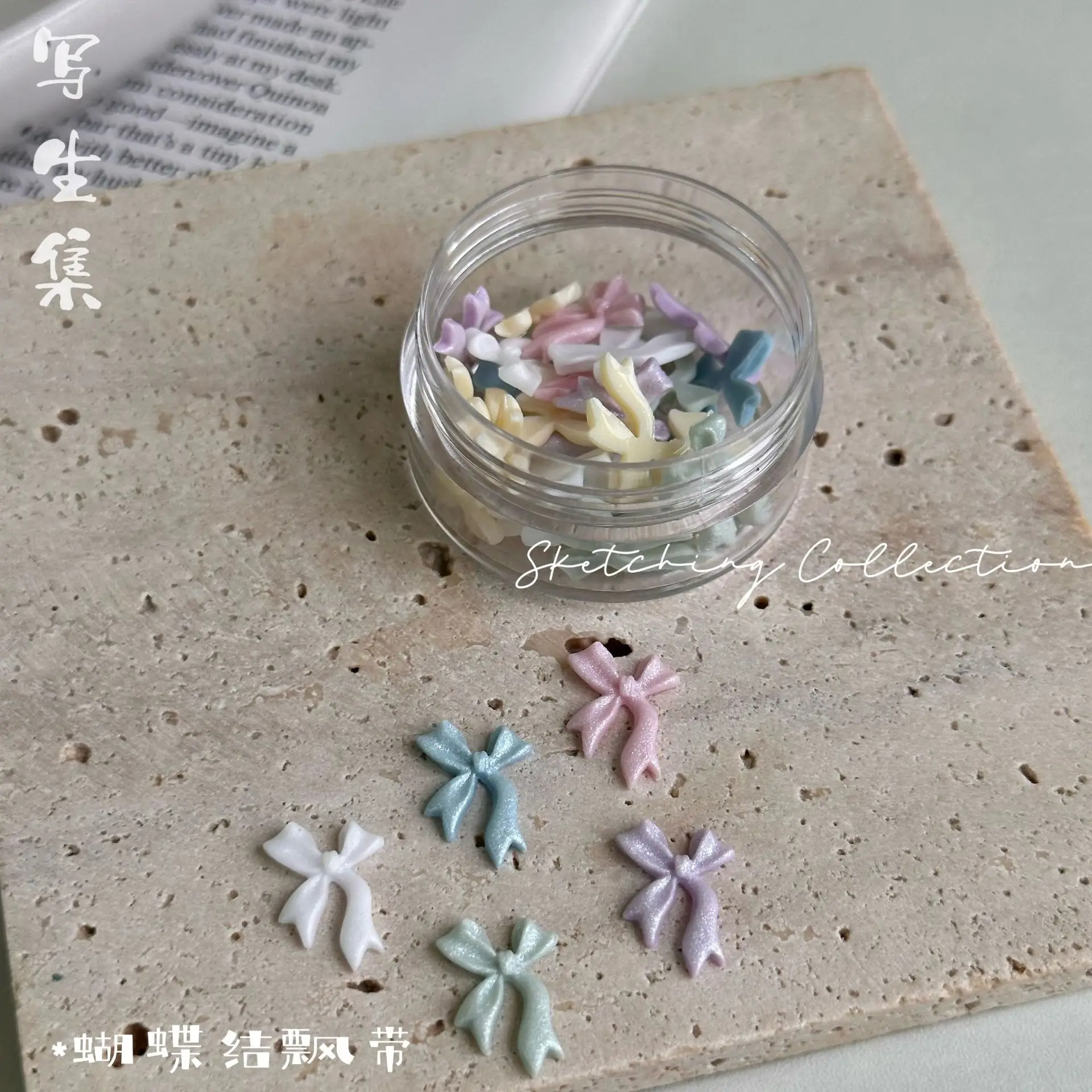 Manicure Decor Mini Bow 3D Cute Nail Art Decorations Pink White Butterfly Nails Charms Designs DIY Bowknot Resin Accessories