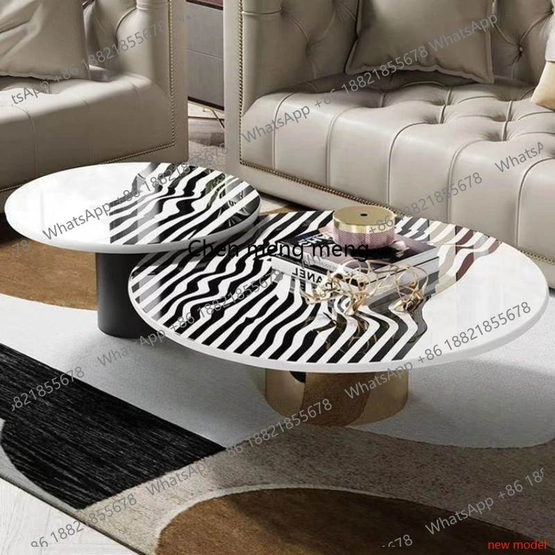 Zebra Pattern Marble Coffee Table Combination Function Sleek Special Coffee Table Sense Living Room Furniture Salongbord  A178