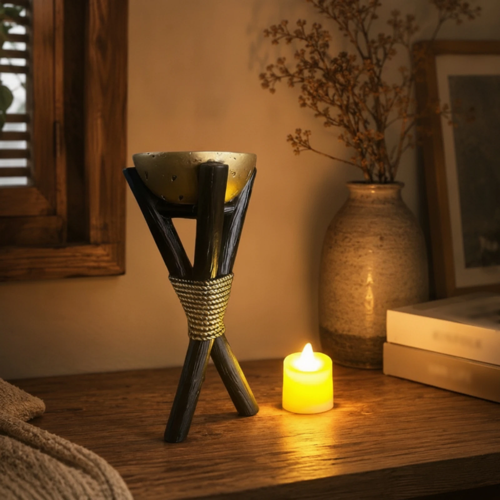 Tripod Candle Holder Modern Sculptural Candle Holder Candlestick Artistic Decor Elegant for Dining Table, Entryway