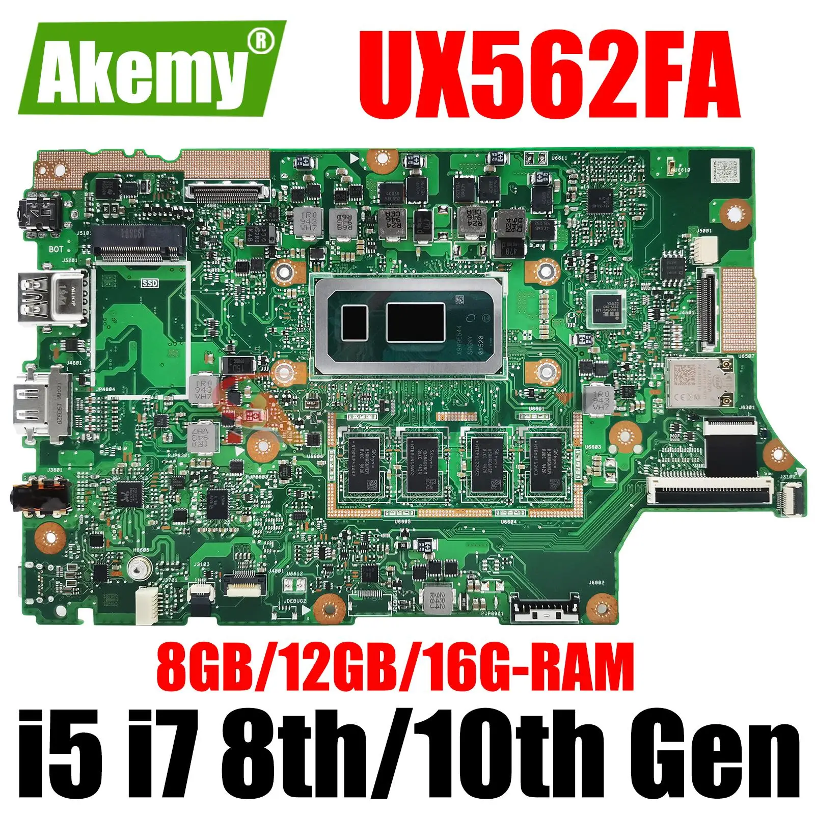 UX562FAC Mainboard For Asus ZenBook Flip UX562FA Q526FA Q526FAC Laptop Motherboard CPU I5 I7 8th 10th Gen 8GB 12GB 16GB RAM