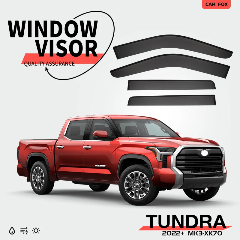 

For TOYOTA Tundra XK50 XK70 2008 2009 2010 2011 2012 2021Plastic Window Visor Vent Shades Sun Rain Deflector Guard 4PCS/SET