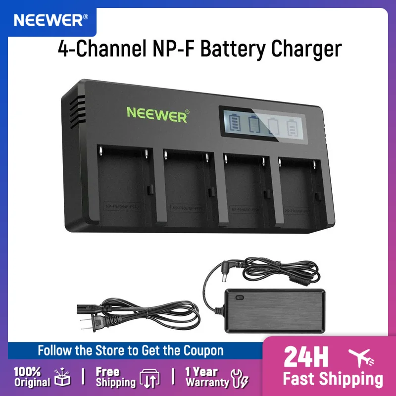 

Neewer 4-Channel NP-F Battery Charger with LCD Screen Power Adapter for Sony NP-F550 F570 F750 F770 F930 F950 F960 F970 FM50