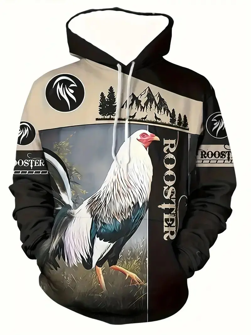 Spring Autumn Men's animal chicken 3d printed hoodie,