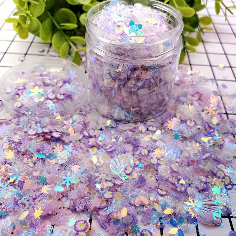 10g Luminous Soft Clay Sequins Polymer Clay Sequins Glitter Slices for DIY Nail Art Mobile Mixed Patches Slime Jewelry Decor