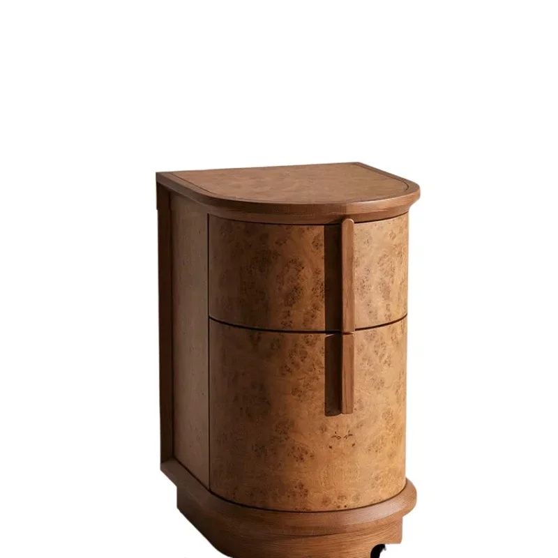 French retro ultra-narrow curved bedside table, cabinet beside the bed for storage in the household bedroom