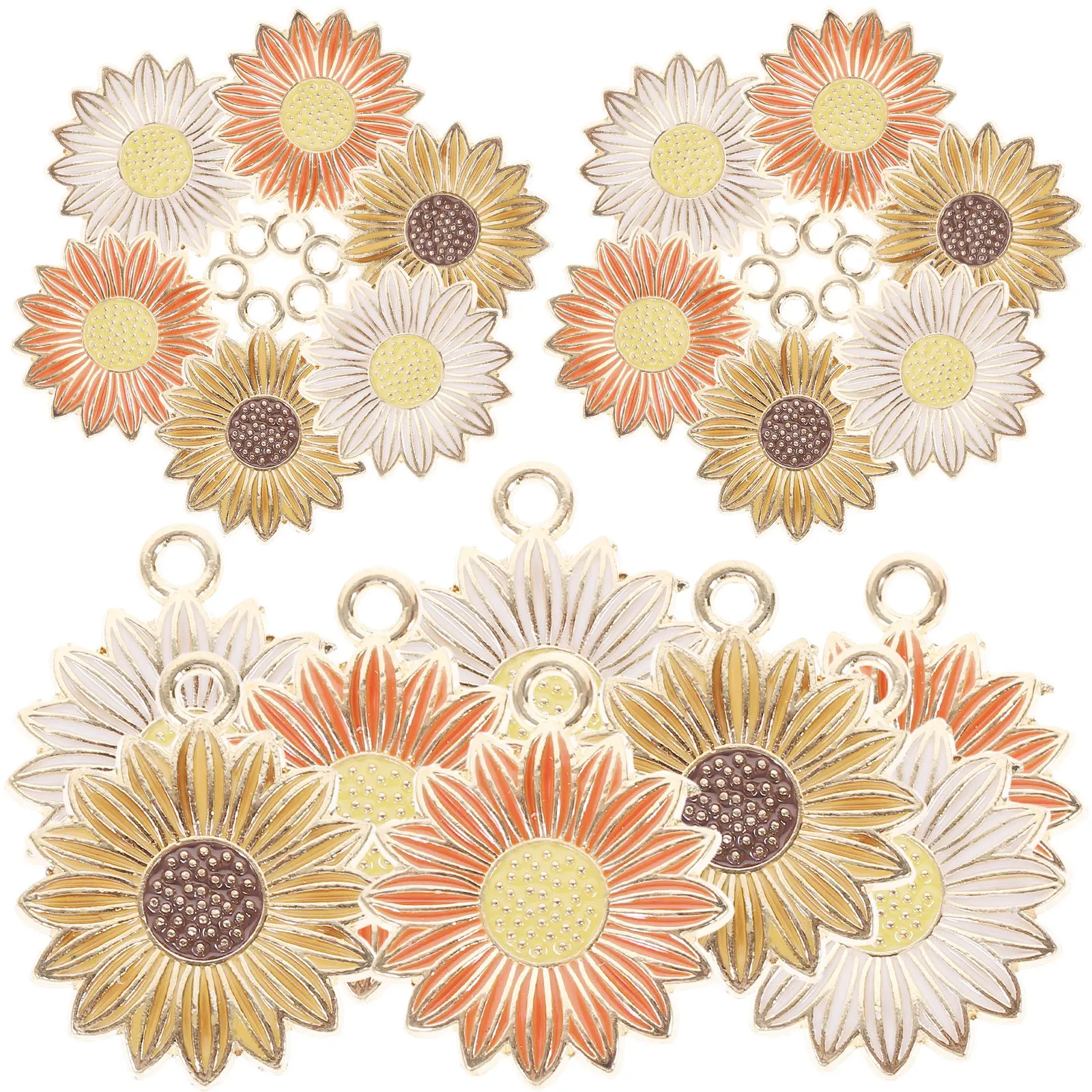 

30 шт. подвесок в виде подсолнухов для украшений, аксессуары для рукоделия, DIY, для ожерелий, серег, брелоков, цветочные украшения, цветочные шармы