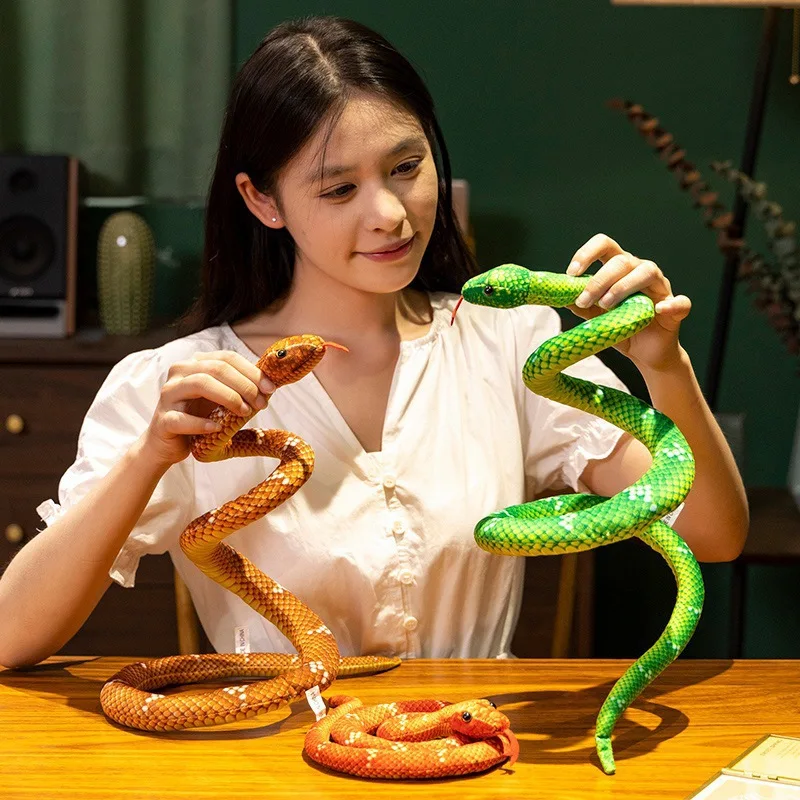 Children's Simulated Snake Plush Toy Prank Play Props Creative Cartoon Doll Boy Gift Soft Fabric Home Garden Decor