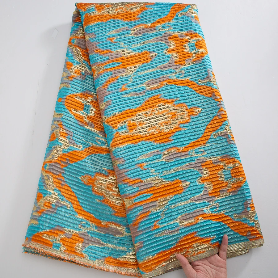 

Африканская жаккардовая кружевная ткань - вышитое парчовое кружево для свадебных вечерних платьев Премиум, 5 ярдов, текстиль