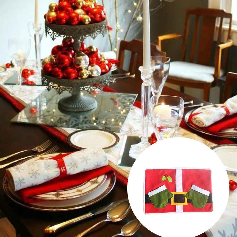 

1pc Christmas Placemat Mat For Bowl Coaster Dining Kitchen Home Party Washable Dishware Coaster Tableware Pad