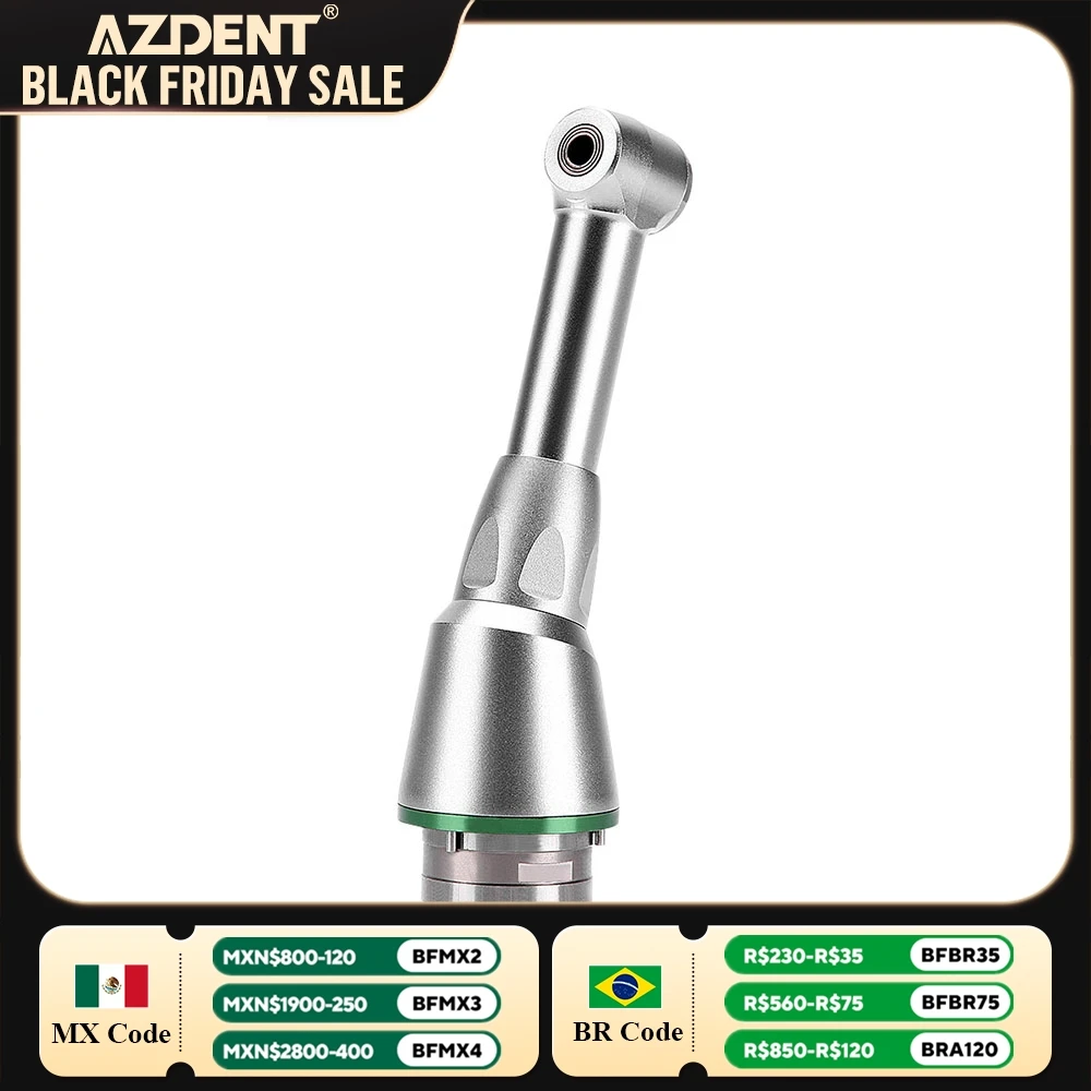 Dental 16:1 Reduction Contra Angle Head AZDENT Push Button for Endodontic Treatment Handpiece Dentistry Tool Instrument