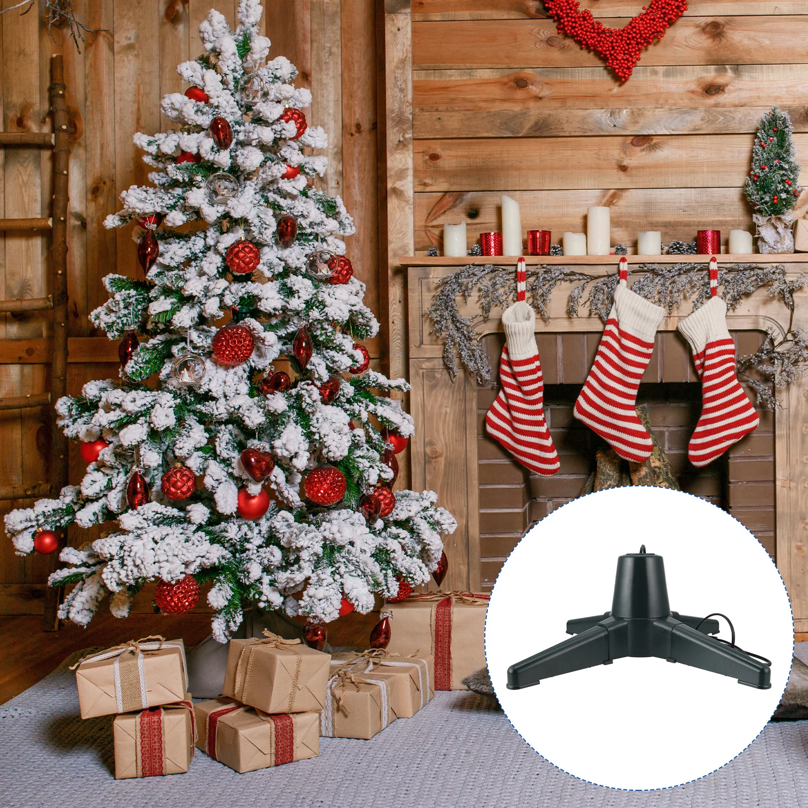 

1pc Electric Christmas Tree Base Rotatable Support Non-Slip Stable Premium Rotating Bracket For Christmas Tree Stand Decor