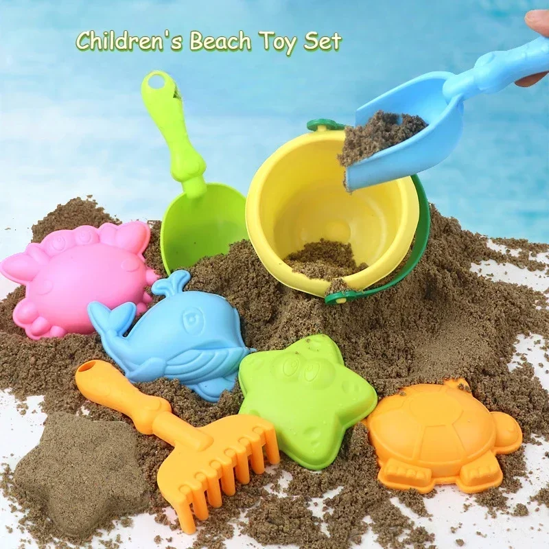 Set Mainan Pasir Pantai Anak-anak 4/8 Buah Sekop Ember Karet Lembut Mainan Pesta Bermain Air Musim Panas Luar Ruangan Membangun Keterampilan Langsung