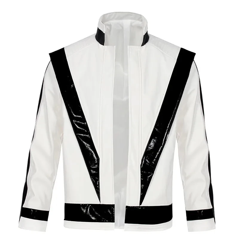 ob Michael Jackson Costumes Thriller Jacket White Leather MV show Imitation Retro Halloween Christmas Role-player 158gj