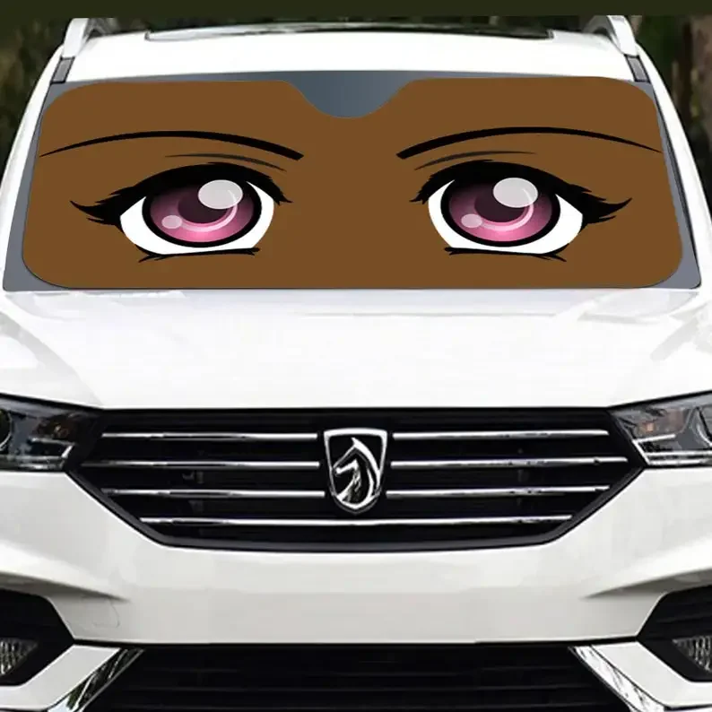 Pink Anime Eyes | Cartoon eyes | Big beautiful eyes | in brown and peachy skin tones.Keep car cool & looking cool . Windshield