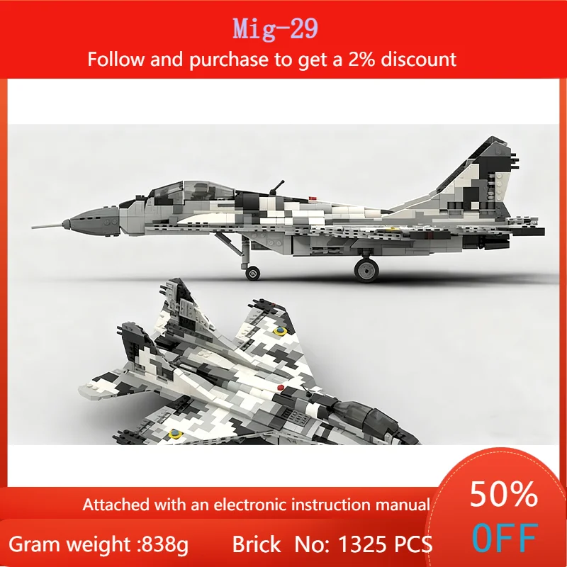 

1325 Pcs SU57 Mig29 Fighter Jet Model 1:35 Scale Aircraft Building Blocks Toy for Boys Adults Christmas Birthday Gift