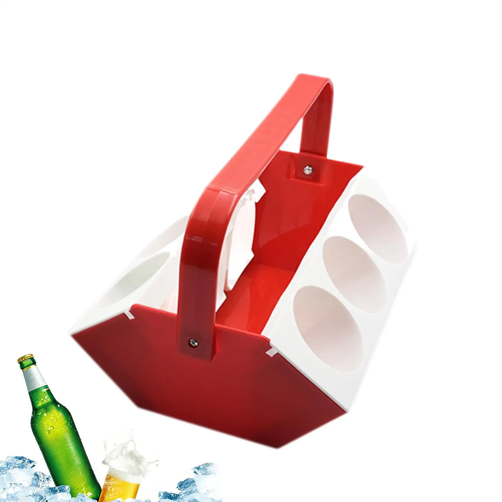 

Держатель для бутылок с водой с ручкой, поднос для доставки пива с отсеком для льда, органайзер для напитков на 6 отделений для путешествий и кемпинга