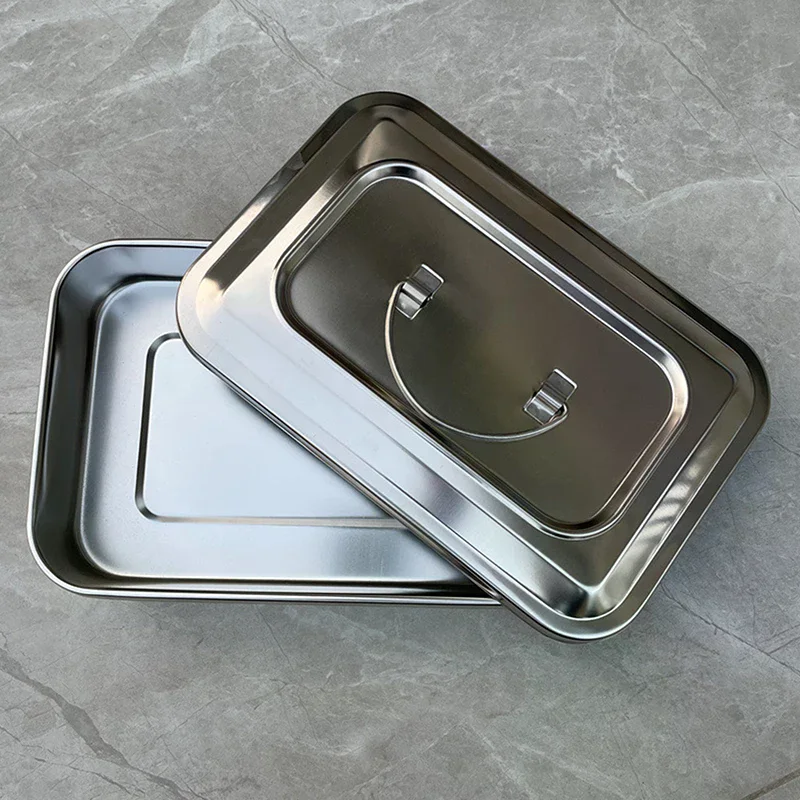 ถาดใส่เครื่องมือทันตกรรม ฝาปิดสำหรับการผ่าตัด อุปกรณ์ทางการแพทย์ กล่องฆ่าเชื้อสำหรับทันตแพทย์ กล่องเก็บเครื่องมือสแตนเลส