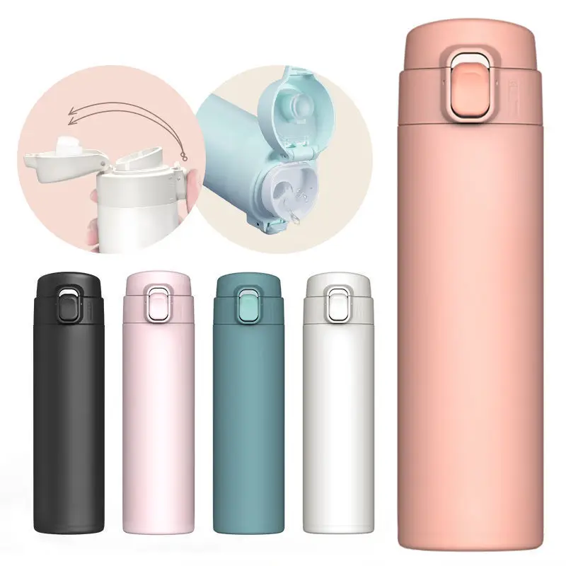 

Stainless Steel Vacuum Flasks Mug Insulated Coffee Cup Leakproof Pop Top Lid Tumbler Travel Thermos Cups Thermal Water Bottle