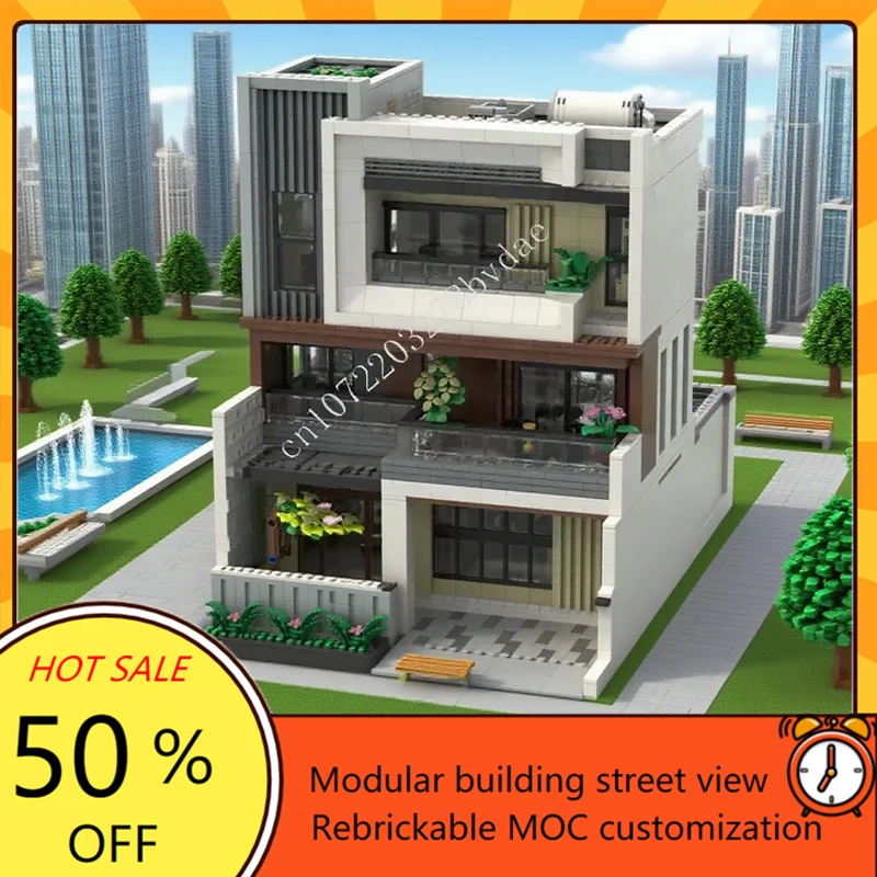 

4572PCS Modern House Concept MOC Puzzle Creative StreetView Architecture Technical Model Birthdayal Toy For kids Christmas Gift