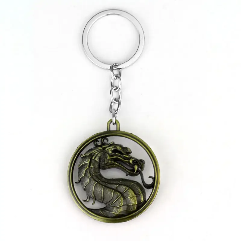 Fashion Vintage Game Mortal Kombat Keychain Dragon Totem Alloy Adornment Holder Gift for Men Car Key Accessories