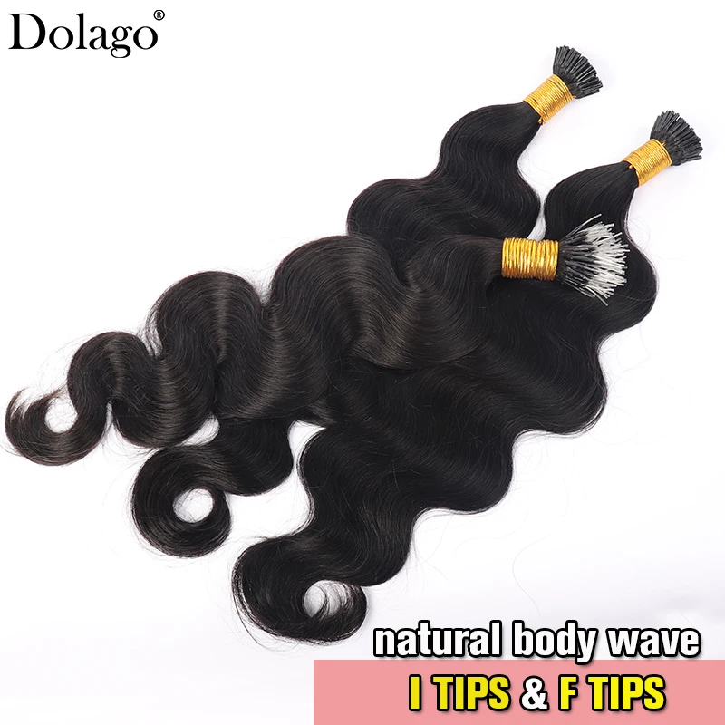 Body Wave I Tips Microlinks Human Hair Extensions For Women Black F Tips Nano Rings Hair Extensions Brazilian Virgin Bulk Hair