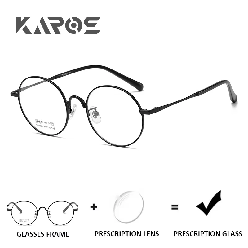 

KAROS Full Titanium Round Frame Womens Eyewear Custom Prescription Glasses Myopia Hyperopia with Anti Blue Light