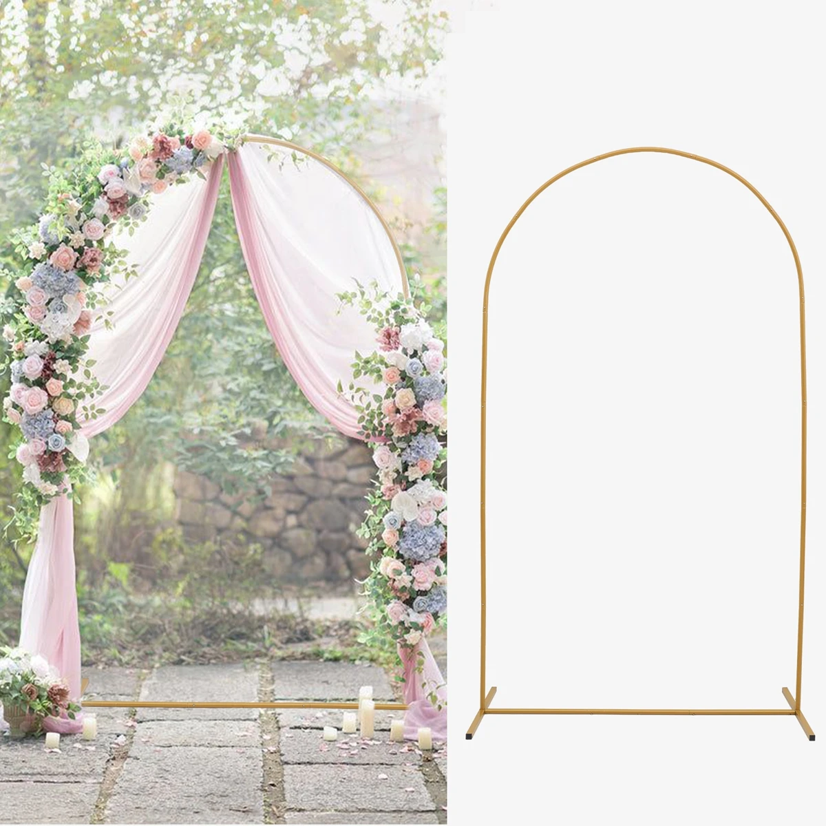 

Golden Metal Arch Balloon Holder Wedding Frame Arch Gold Background Stand Birthday Party Wedding Banquet Flowers Decoration