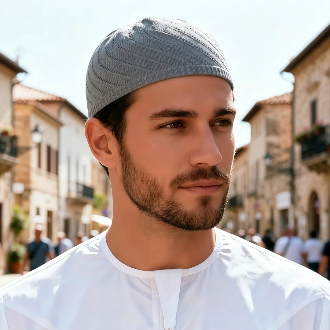Knitted Mesh Muslim Men's Prayer Hat Islamic Headscarf Ramadan Jewish Indian Hat Islam Arab Men Head Cap Beanie Bonnet