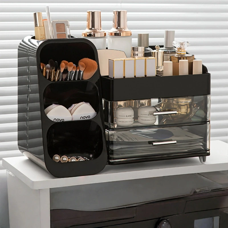 Makeup Organizer Cosmetic,Large Capacity Vanity,Bathroom and Bedroom Desk Cosmetics Organizer,Easy To Storage Skincare,Brushes