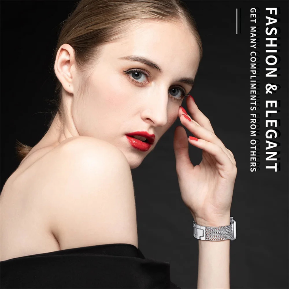 Metal Strap for Apple Watch Band 44mm 40mm 45mm 41mm 42mm 38mm 49mm Chain link wristband iWatch Series Ultra 8 7 6 5 4 3 SE Band