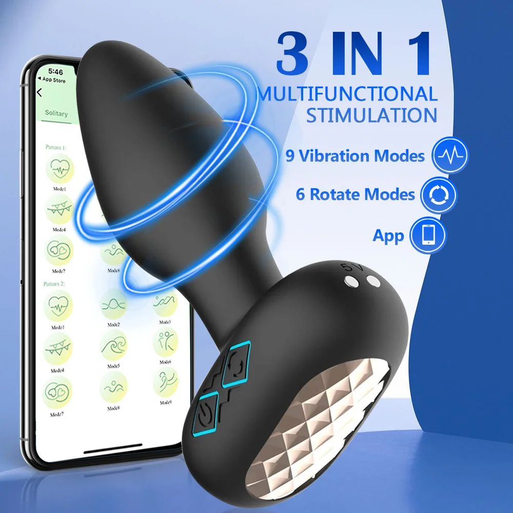 

App Control Rotating Prostate Massager Vibrating Butt Plug 360°Rotate Anal Plugs Anal Vibrator Sex Toy For Men Masturbator