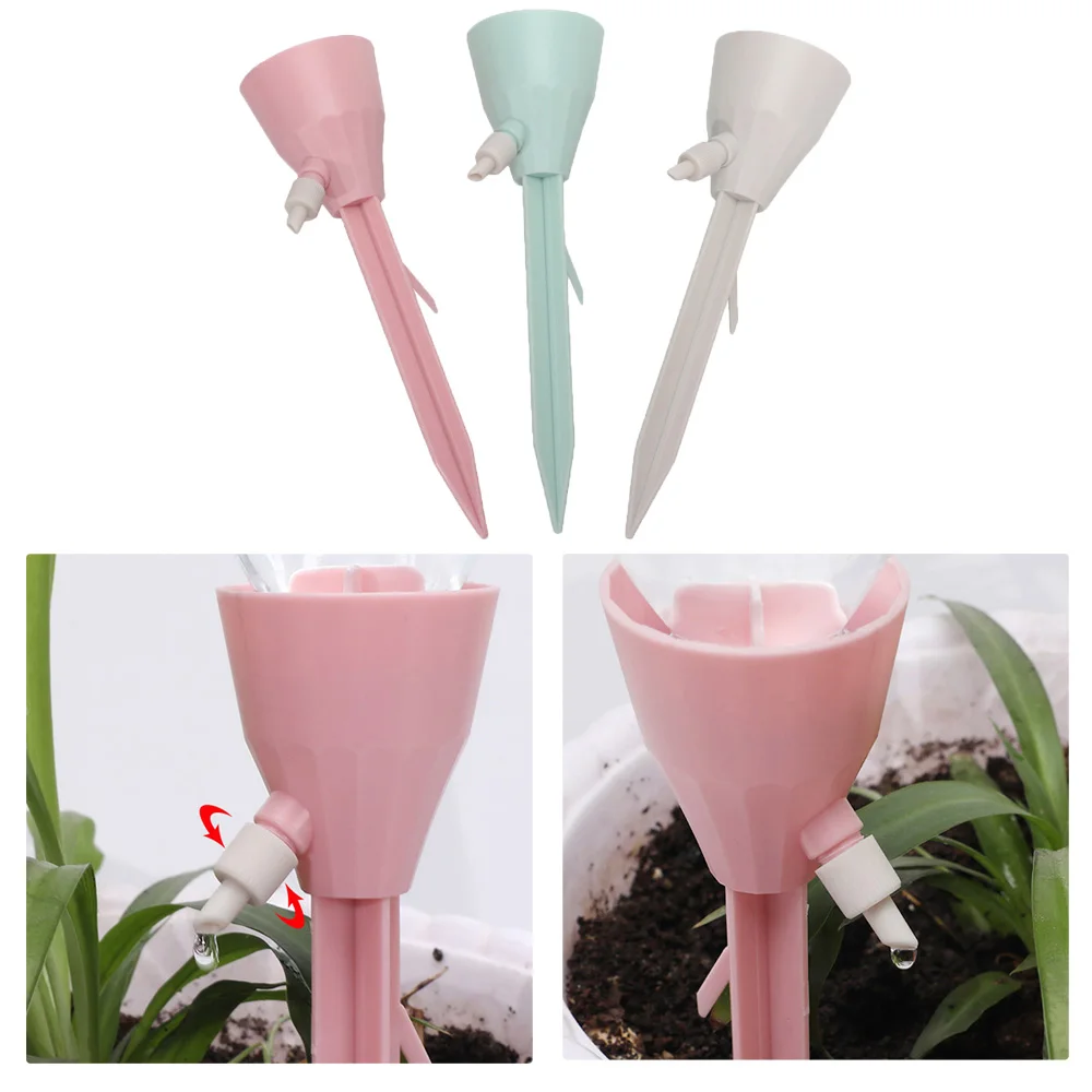 3Pcs Plant Flower Pot Dripper Accessories Garden Automatic Drip Irrigation Gadget Self Watering Spike Supplies Green/Pink/White