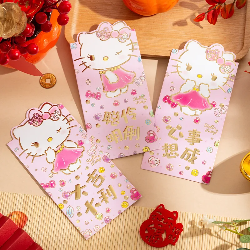 Sanrio Hello Kitty New Year Red Envelope Set Children's Creative Kawaii Cartoon Red Envelope Bag Anime Money Envelope Kid Gifts