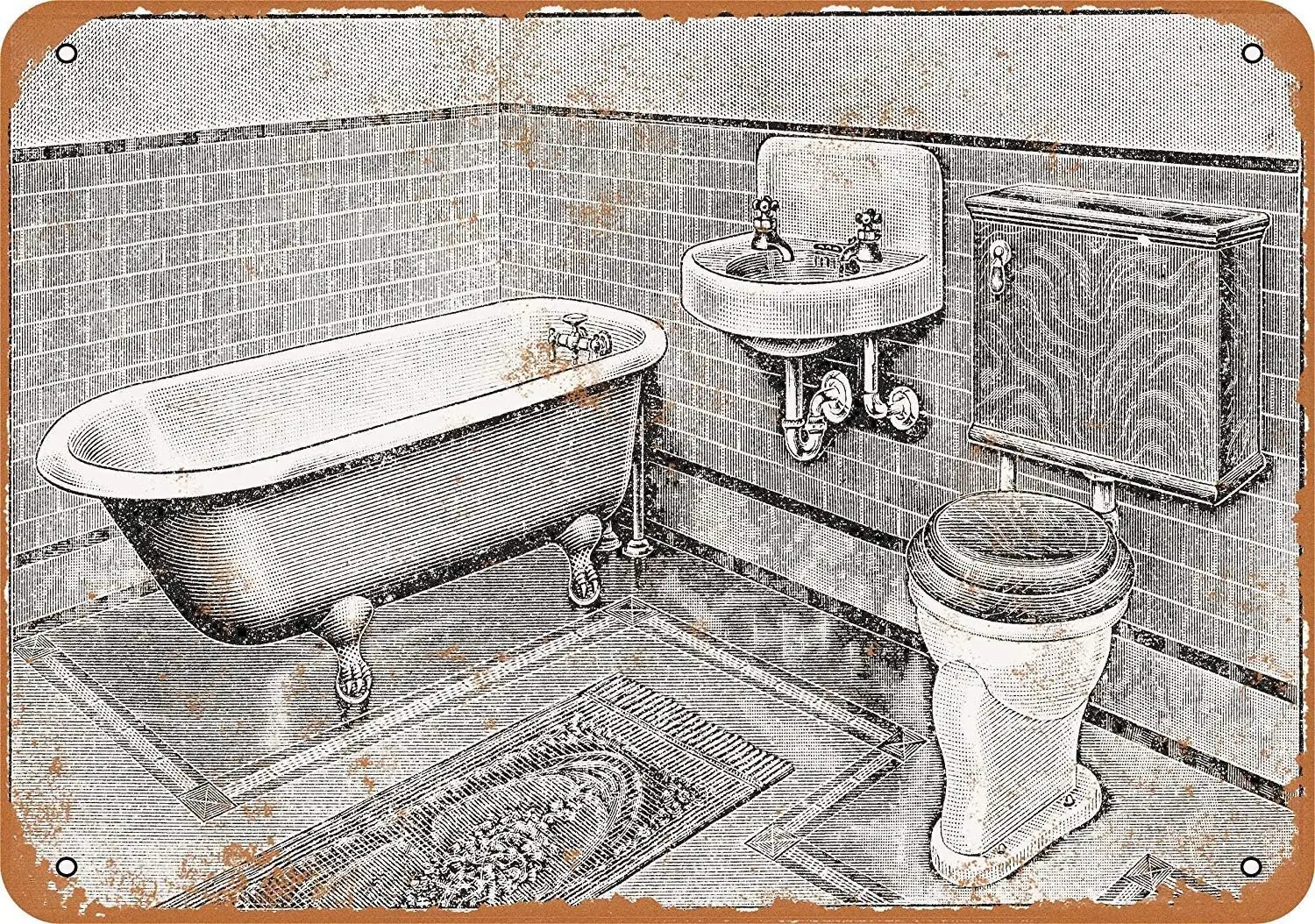 Unoopler Wall Decor Vintage Look Metal Sign  Tin Signs Art - 1916 Bathroom Fixtures-aluminum