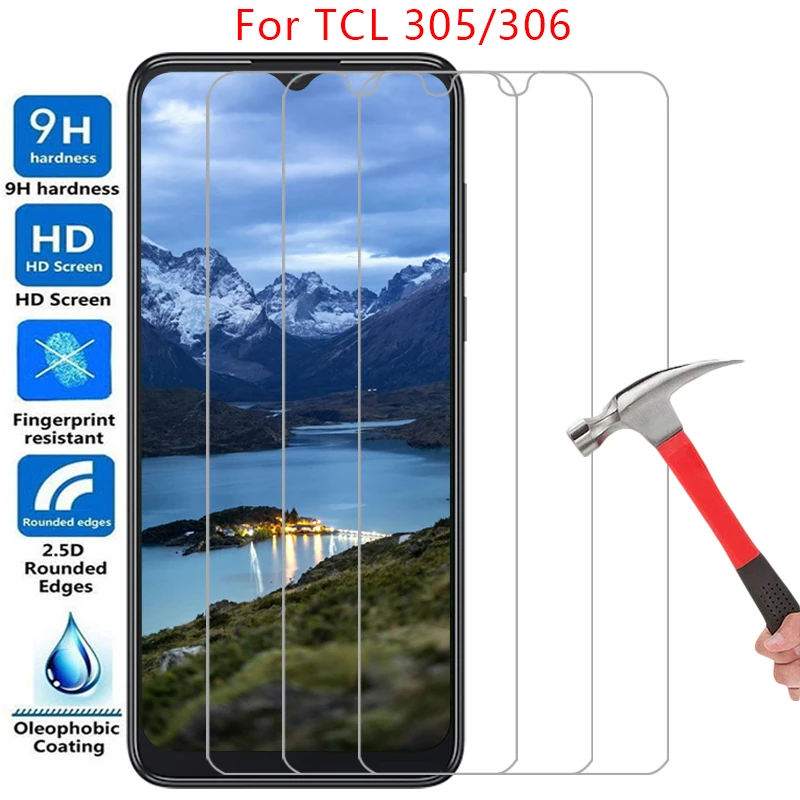 Funda para teléfono TCL 305 306, protector de pantalla de vidrio templado para TCL305 TCL306, cubierta trasera 360, protección TLC