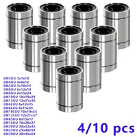 4/10 Uds LM8UU LM10UU LM16UU LM12UU rodamiento lineal de bolas buje lineal varillas de 8mm carril de revestimiento piezas de eje lineal DIY CNC impresora 3D