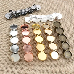 5pcs 12mm with 5 cameo High Quality 7 Colors Plated Copper Material Hair Clips Hairpin Base Setting Cabochon Cameo
